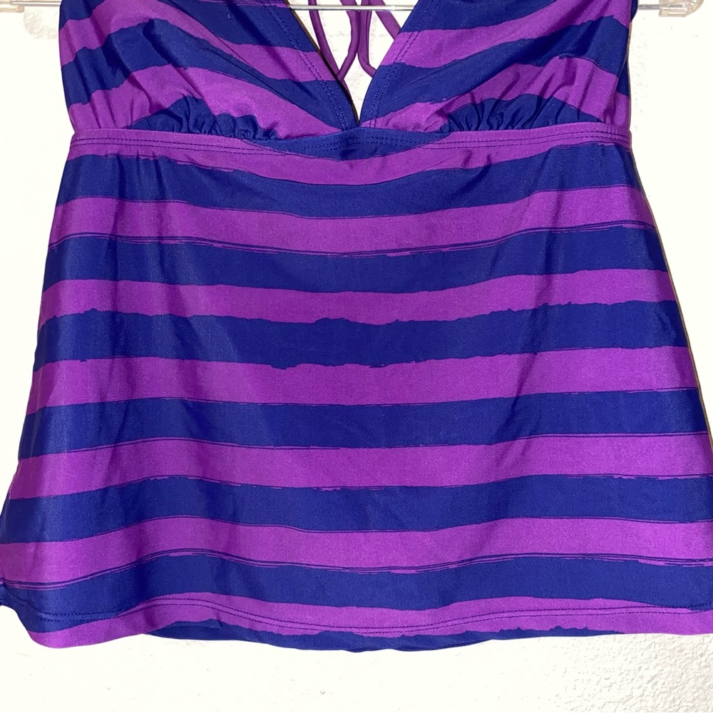 Swim Top - Converse purple and blue striped bathing top - Medium - Picture 3 of 7